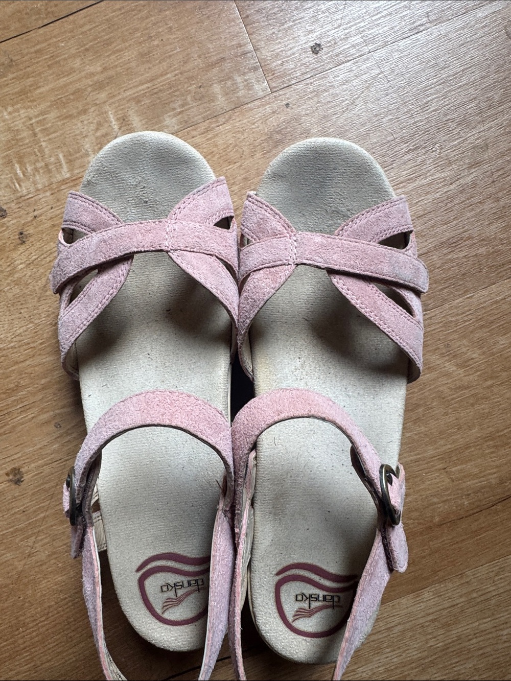 Dansco Dusty Pink Suede Cross-Strap Sandals - Women size 39
